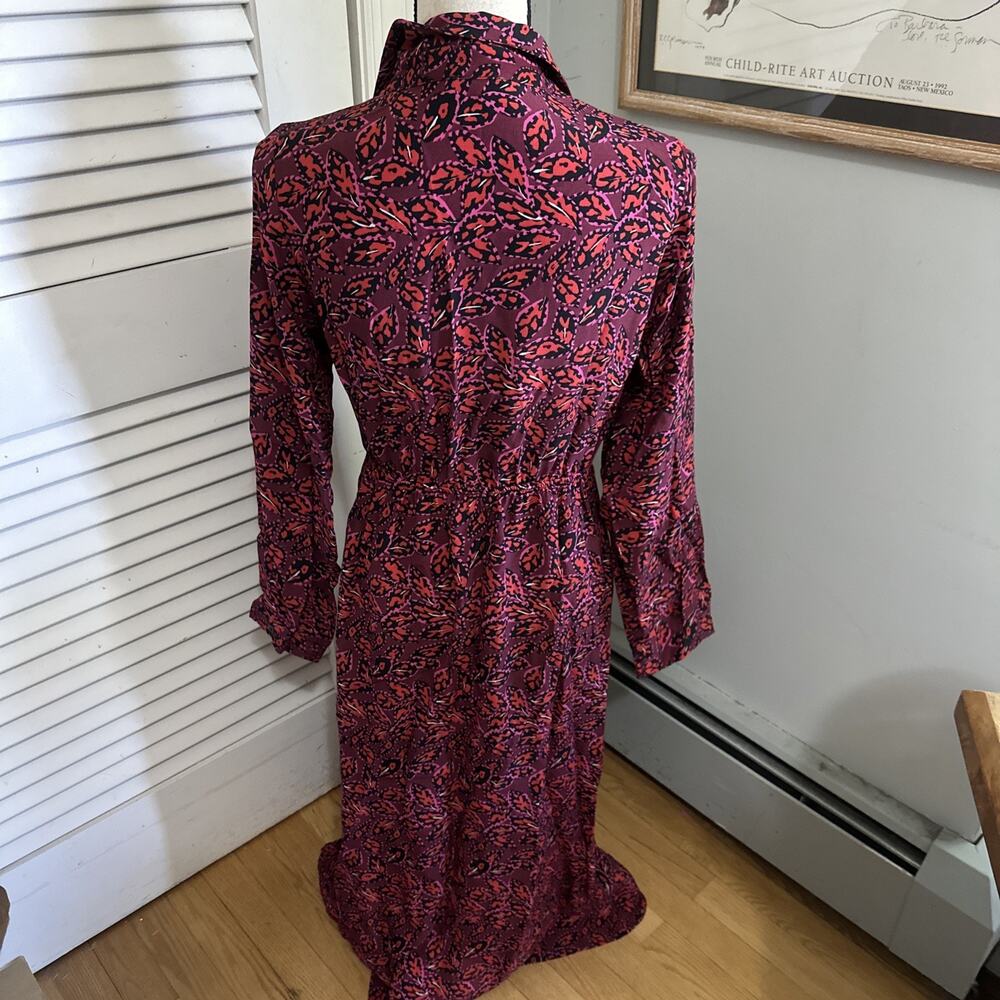 Anna Kay Shirt Dress Womens Large Dark Pink Mantry Midi Edgy Eclectic Euro Chic - Picture 4 of 11